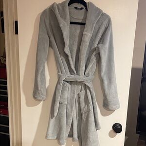 Lands' End Boy's Super Soft Gray Hooded Robe